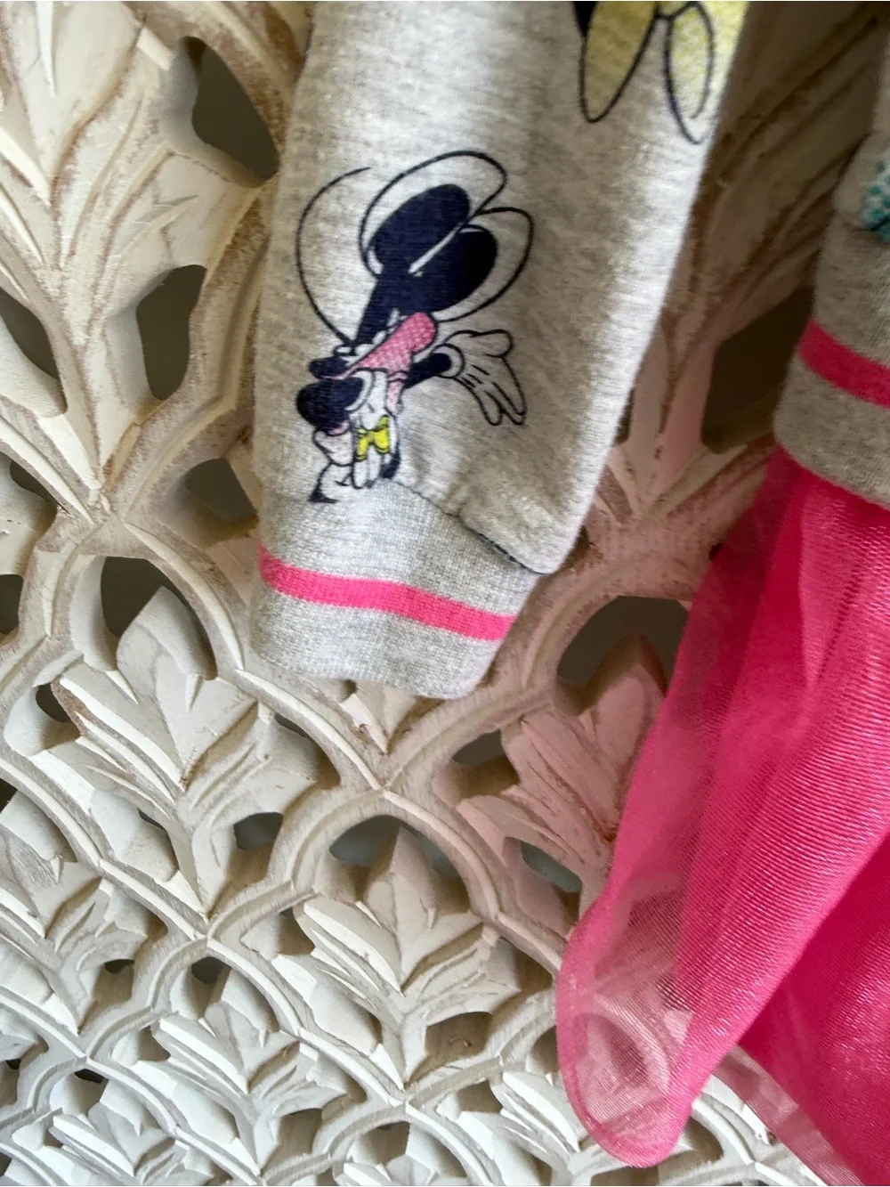 Disney Minnie Mouse Girls Sweatshirt Tulle Dress 2T Pink Gray